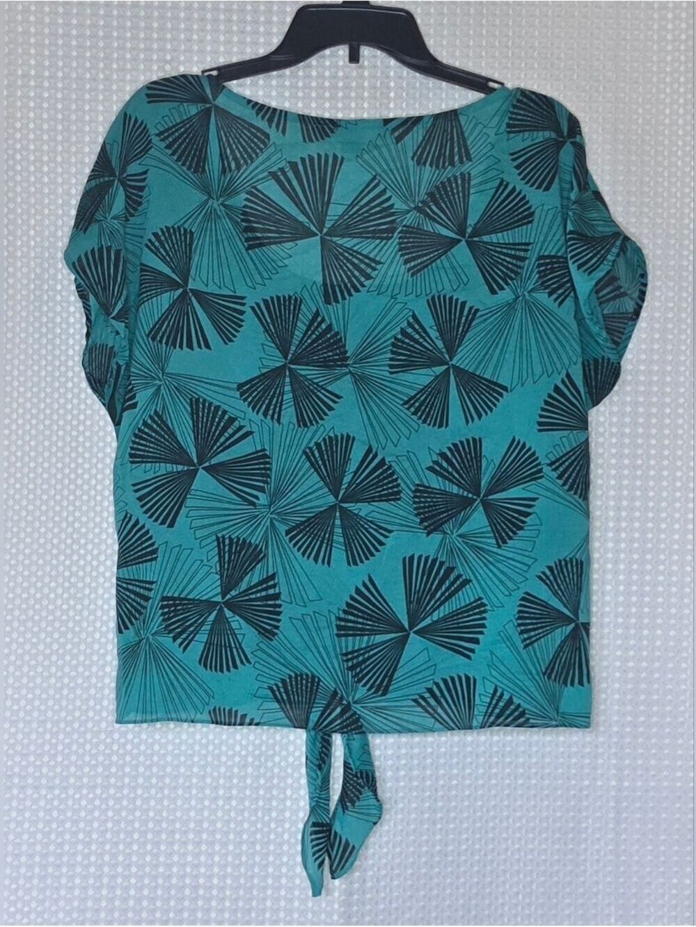 Teal Sheer Tie Front Blouse, Lightweight Summer Shirt - Picture 7 of 10
